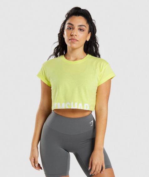 Przycięte Topy Gymshark Fraction Damskie Żółte | PL 831GRY